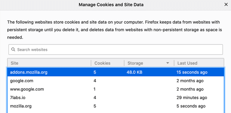 Löschen Sie Cookies, Cache für bestimmte Websites in Chrome, Safar, Firefox und Edge