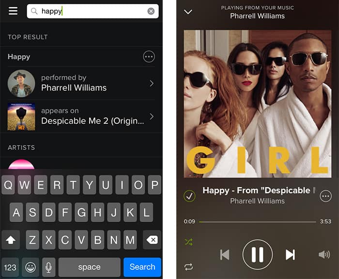 Spielen Sie einen bestimmten Song kostenlos auf Spotify Mobile ab