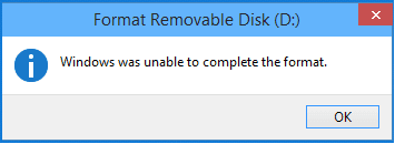 Behebung des Fehlers „Windows konnte das Format nicht abschließen“”